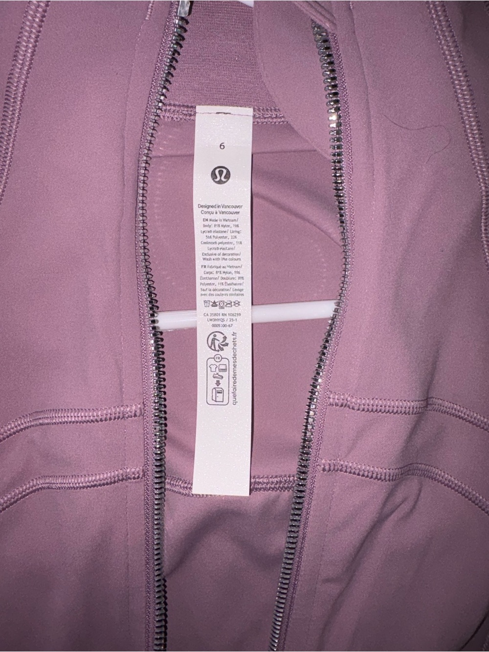lululemon athletica Lavender-Pink silver Zip Jacket define jacket - Picture 3 of 6